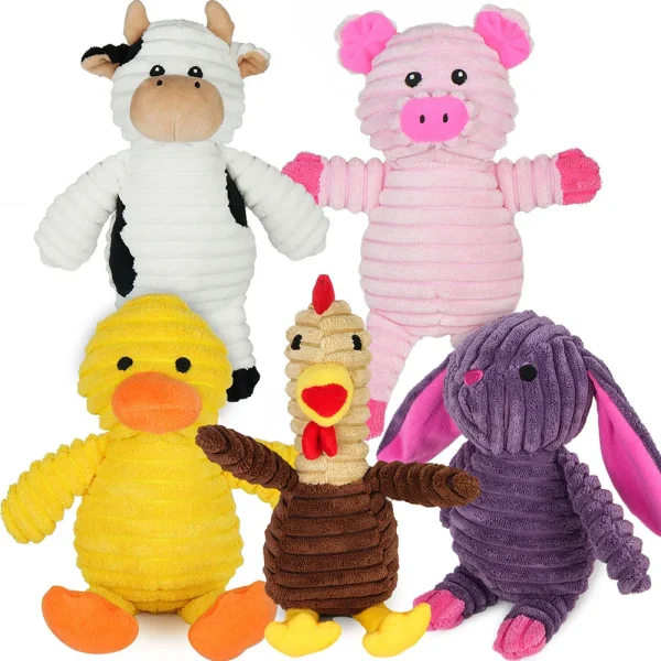 5 Pack Dog Toys Plush Assortment